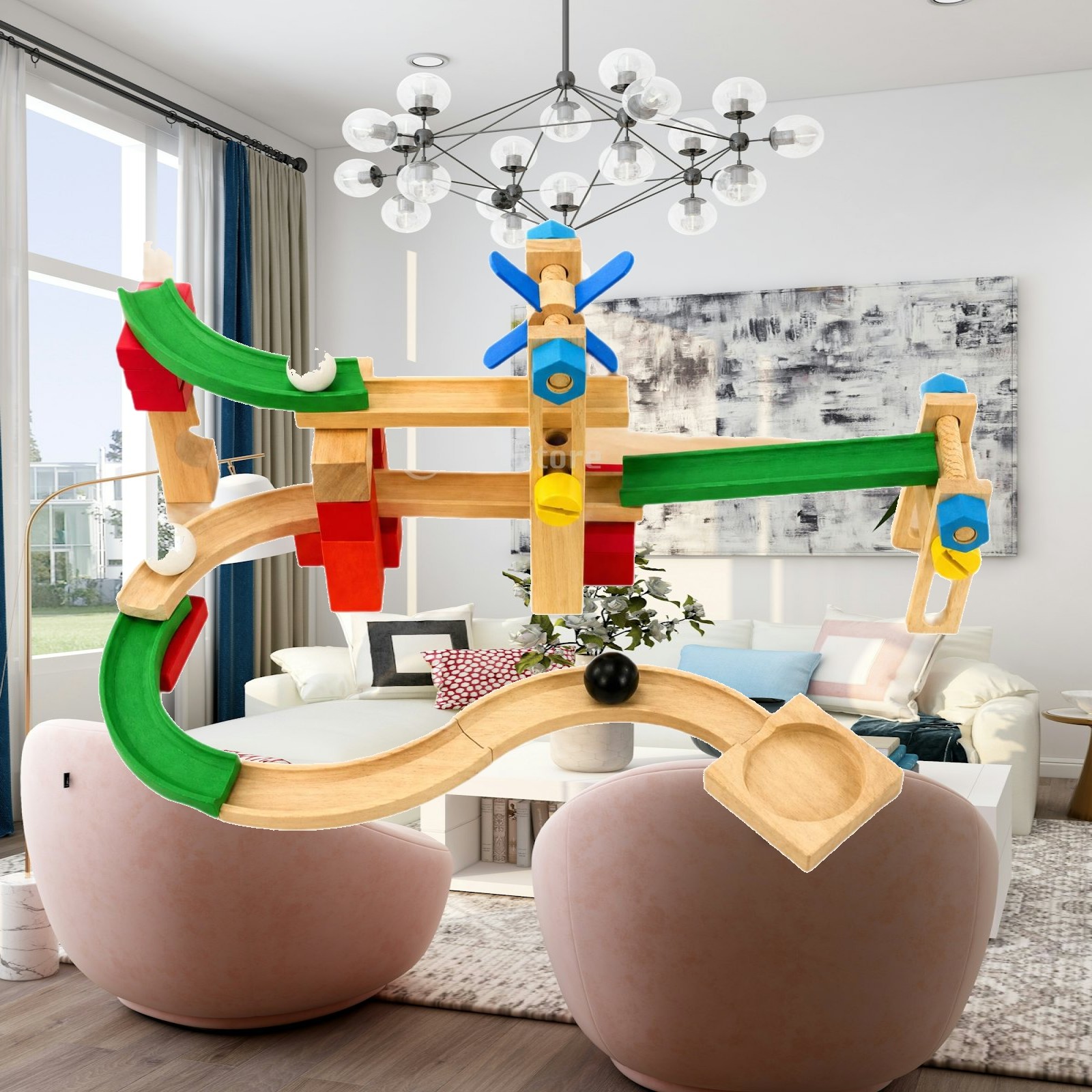 Wooden Marble Run Track for Ki - Marble Coaster Set review and price