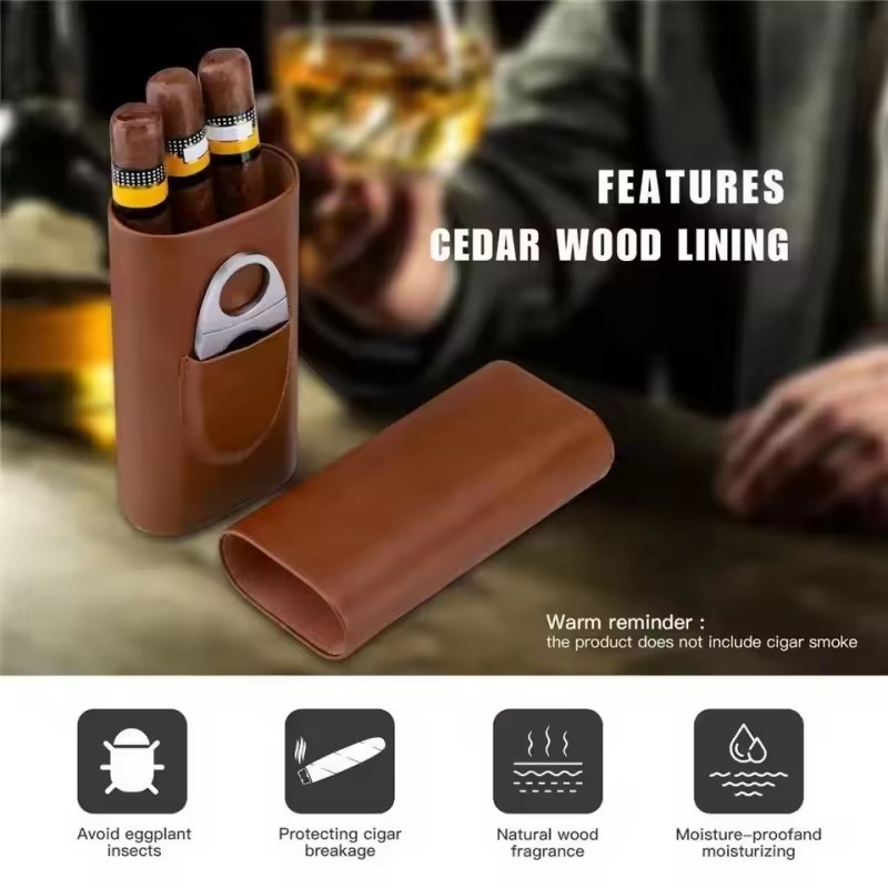 Leather Cigar Case 3 Finger Po - Premium Cigar Case review and price